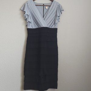 Signature by Sangria Powder Blue Black Bodycon Tiered Cocktail Dress